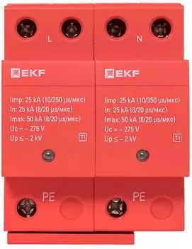 УЗИП EKF spd-t1-2p УЗИП Класс 1 Iimp 25kA (10/350s) 2P