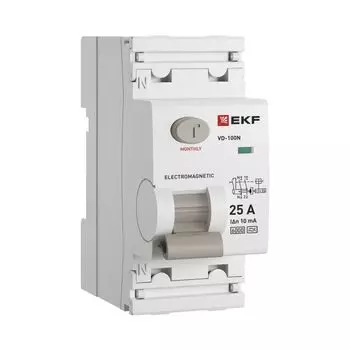 УЗО EKF E1026MA2510 ВДТ ВД-100N 2P 25А 10мА A эл-мех 6кА PROXIMA