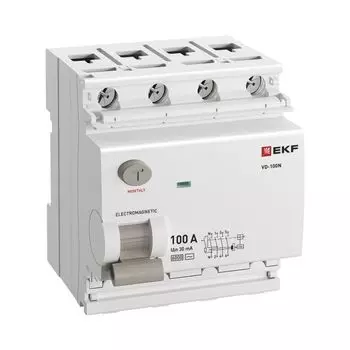 УЗО EKF E1046M10030 ВДТ ВД-100N 4P 100А 30мА AC эл-мех 6кА PROXIMA