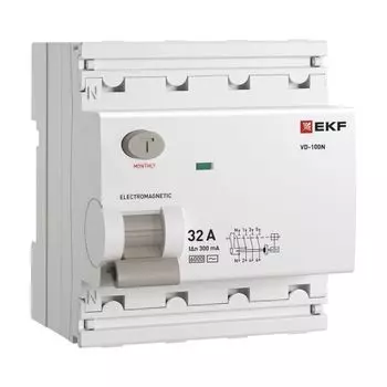 УЗО EKF E1046M32300 ВДТ ВД-100N 4P 32А 300мА AC эл-мех 6кА PROXIMA