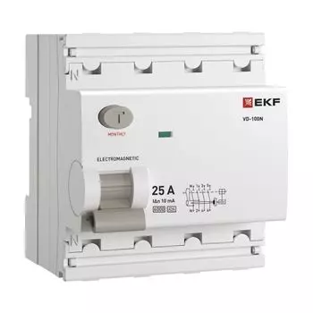 УЗО EKF E1046MA2510 ВДТ ВД-100N 4P 25А 10мА A эл-мех 6кА PROXIMA
