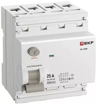 УЗО EKF E1046MA2530 ВДТ ВД-100N 4P 25А 30мА A эл-мех 6кА PROXIMA