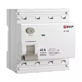 УЗО EKF E1046MA40300 ВДТ ВД-100N 4P 40А 300мА A эл-мех 6кА PROXIMA