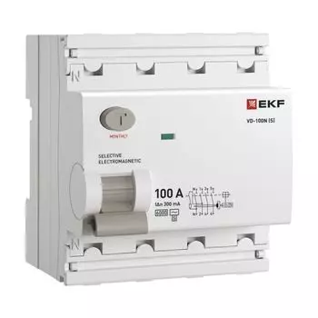 УЗО EKF E1046MS100300 ВДТ ВД-100N (S) 4P 100А 300мА AC эл-мех 6кА PROXIMA