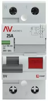 УЗО EKF rccb-2-25-100-ac-av DV 2P 25А/100мА (AC) AVERES