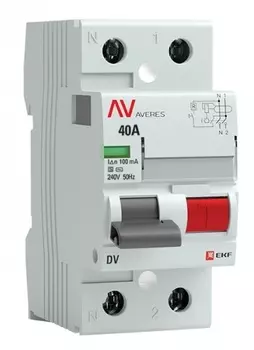 УЗО EKF rccb-2-40-100-s-av DV 2P 40А/100мА (S) AVERES