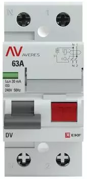УЗО EKF rccb-2-63-30-ac-av DV 2P 63А/ 30мА (AC) AVERES