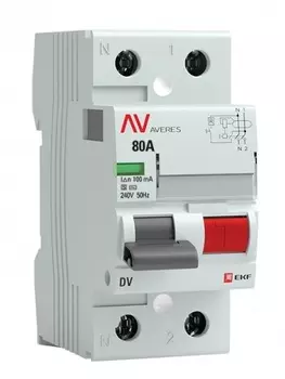 УЗО EKF rccb-2-80-100-s-av DV 2P 80А/100мА (S) AVERES