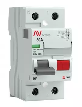 УЗО EKF rccb-2-80-300-ac-av DV 2P 80А/300мА (AC) AVERES
