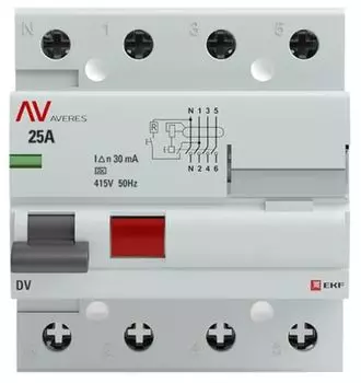 УЗО EKF rccb-4-25-30-a-av DV 4P 25А/ 30мА (A) AVERES