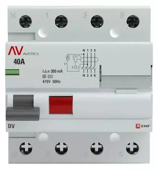 УЗО EKF rccb-4-40-300-s-av DV 4P 40А/300мА (S) AVERES