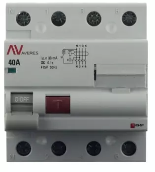 УЗО EKF rccb-4-40-30-a-av DV 4P 40А/ 30мА (A) AVERES