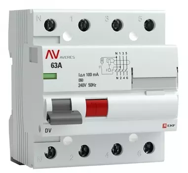 УЗО EKF rccb-4-63-100-a-av DV 4P 63А/100мА (A) AVERES