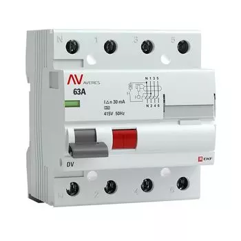 УЗО EKF rccb-4-63-30-a-av DV 4P 63А/ 30мА (A) AVERES