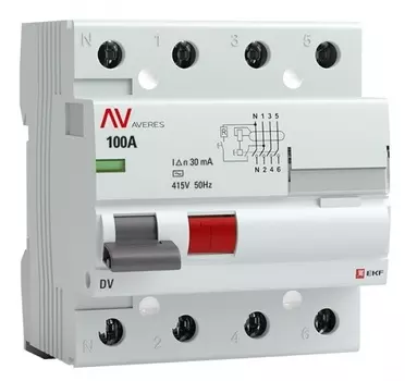 УЗО EKF rccb-4-80-30-ac-av DV 4P 80А/ 30мА (AC) AVERES
