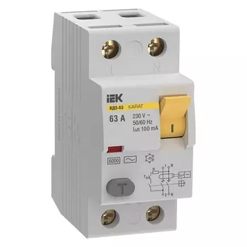УЗО IEK MDV20-2-063-100 KARAT ВД3-63 2P 63А 100мА 6кА тип AC