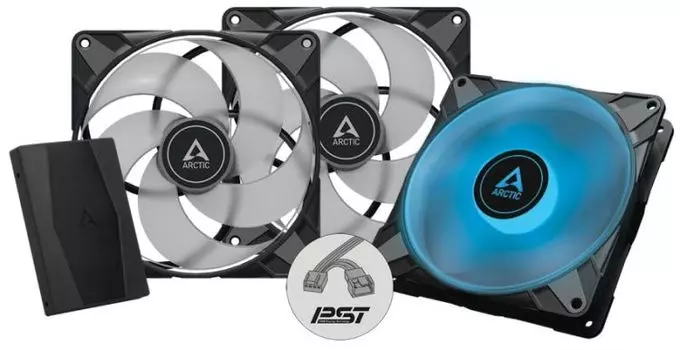 Вентилятор для корпуса ARCTIC P14 ACFAN00256A 140x140x27mm, 0-1900 rpm, 0-22.5 dBa, 68.9 CFM, 4-pin PWM PST RGB, 3-pack with Controller retail