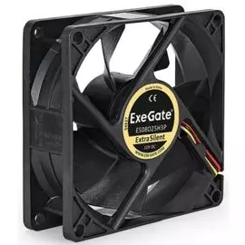 Вентилятор для корпуса Exegate ES08025H3P EX283376RUS ExtraSilent, 80x80x25 мм, Hydraulic bearing (гидродинамический), 3pin, 1800RPM, 21dBA