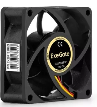 Вентилятор для корпуса Exegate EX07025B3P EX297183RUS 70x70x25 mm, 4000rpm, 36.8CFM, 40.5dBa, 3-pin