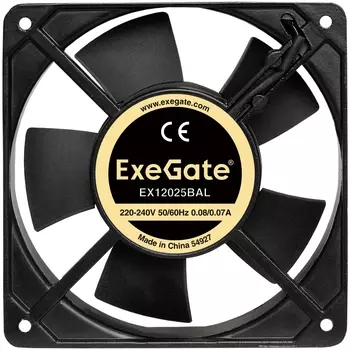 Вентилятор для корпуса Exegate EX12025BAL 120x120x25mm, 2200rpm, 54CFM, 33dBA, 220V, кабель 300мм