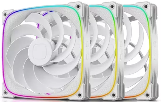 Вентилятор для корпуса Geometric Future Squama 2503RW-14 1F2503R314100 140mm, 2100rpm, 71.80 CFM, 34.0 dBA, white (3-pack)