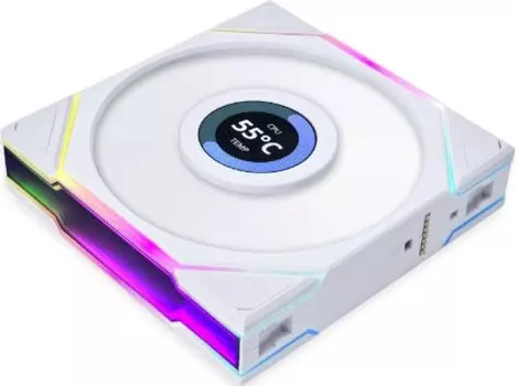Вентилятор для корпуса Lian Li UNI FAN TL LCD 120 G99.12TLLCD3W.R0 white, 3*120x125x28мм, 200-1900 об/мин, 27dBa, PWM, ARGB, 1.6” LCD дисплей