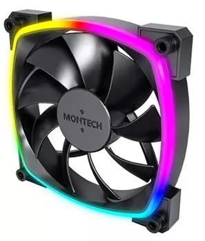 Вентилятор для корпуса Montech AX120 PWM BLACK 3 IN 1 120mm, 800-1600rpm, 59CFM, 27dBa, 4-pin PWM, ARGB, black (3-pack)