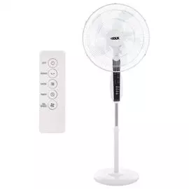 Вентилятор напольный DUX DX-1660 60-0213 белый/синий 60 Вт, 5 лопастей, подставка круглая, д/у управ