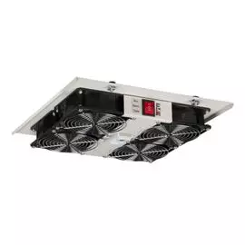 Вентиляторный блок TLK TLK-FAN4-TERM-I-GY для шкафов серии TFI-R и TWI-R глубиной от 450 мм, 4 вентилятора с терморегулятором, без шнура питания, серы