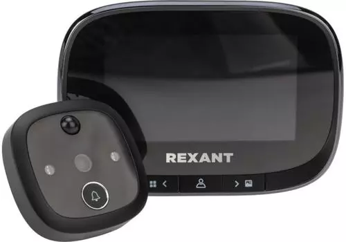 Видеоглазок Rexant 45-1115 дверной (DV-115) с цветным LCD-дисплеем 4.3" с функцией записи фото/видео по движению, встроенный звонок, ночной режим рабо