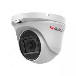 Видеокамера HiWatch DS-T203A 2Мп уличная купольная HD-TVI с EXIR-подсветкой до 30м и встроенным микрофоном (AoC), объектив 6мм