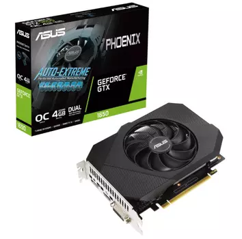 Видеокарта PCI-E ASUS GeForce GTX 1650 Phoenix (PH-GTX1650-O4GD6-P-V2) 90YV0GX0-M0NA00 4GB GDDR6 128bit 8nm 1410/12000MHz DVI-D/HDMI/DP