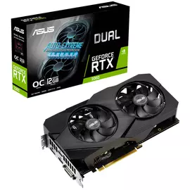 Видеокарта PCI-E ASUS GeForce RTX 2060 DUAL EVO OC (DUAL-RTX2060-O12G-EVO) 12GB GDDR6 192bit 12nm 1470/14000MHz DVI/DP/2*HDMI