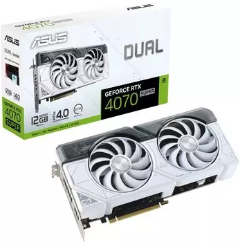 Видеокарта PCI-E ASUS GeForce RTX 4070 SUPER DUAL WHITE (DUAL-RTX4070S-12G-WHITE) 12GB GDDR6X 192bit 5nm 1920/21000MHz HDMI/3*DP