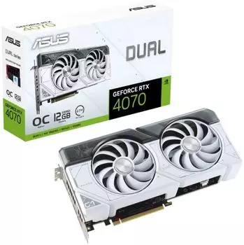 Видеокарта PCI-E ASUS GeForce RTX 4070 DUAL WHITE OC (DUAL-RTX4070-O12G-WHITE) 12GB GDDR6X 192bit 5nm 1920/21000MHz HDMI/3*DP