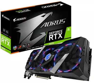 Видеокарта PCI-E GIGABYTE GeForce RTX 2070 (GV-N2070AORUS-8GC) (УЦЕНЕННЫЙ) 8GB GDDR6 256 bit 12nm 1770/14000 MHz 3*DP/3*HDMI/USB Type-C RTL. Б/У, ИЗ Р