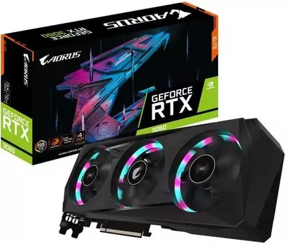 Видеокарта PCI-E GIGABYTE GeForce RTX 3060 AORUS ELITE (GV-N3060AORUS E-12GD 2.0) 12GB GDDR6 192bit 8nm 1320/15000MHz 2*HDMI/2*DP