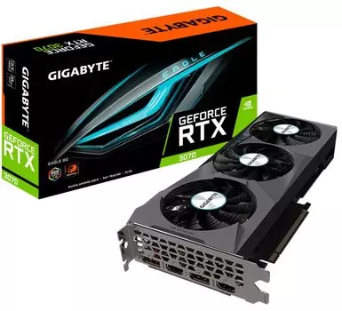 Видеокарта PCI-E GIGABYTE GeForce RTX 3070 EAGLE (GV-N3070EAGLE-8GD 2.0) 8GB GDDR6 256bit 8nm 1500/14000MHz 2*HDMI/2*DP Ret