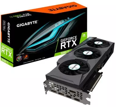 Видеокарта PCI-E GIGABYTE GeForce RTX 3080 Ti EAGLE (GV-N308TEAGLE-12GD) (УЦЕНЕННЫЙ) 12GB GDDR6X 384bit 8nm 1365/19000MHz 2*HDMI/3*DP RTL, Б/У, ИЗ РЕМ