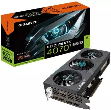 Видеокарта PCI-E GIGABYTE GeForce RTX 4070 Ti SUPER EAGLE OC (GV-N407TSEAGLE OC-16GD) 16GB GDDR6X 256bit 5nm 2640/22400MHz 3xDP HDMI RTL