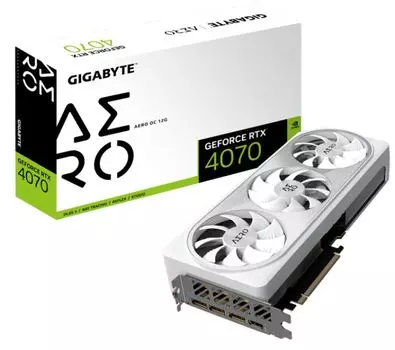 Видеокарта PCI-E GIGABYTE GeForce RTX 4070 AERO OC (GV-N4070AERO OC-12GB) 12GB GDDR6X 192bit 5nm 1920/21000MHz HDMI/3*DP