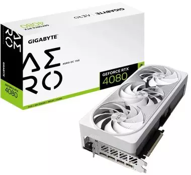 Видеокарта PCI-E GIGABYTE GeForce RTX 4080 AERO OC (GV-N4080AERO OC-16GD) 16GB GDDR6X 256bit 4nm 2205/22400MHz HDMI/3*DP