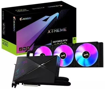 Видеокарта PCI-E GIGABYTE GeForce RTX 4080 XTREME WATERFORCE (GV-N4080AORUSX W-16GD) 16GB GDDR6X 256bit 4nm 2205/22400MHz HDMI/3*DP
