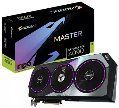 Видеокарта PCI-E GIGABYTE GeForce RTX 4090 AORUS MASTER (GV-N4090AORUS M-24GD) 24GB GDDR6X 384bit 4nm 2235/21000MHz HDMI/3*DP
