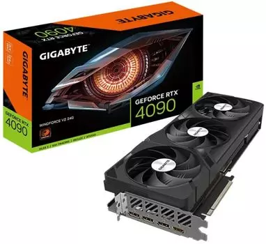 Видеокарта PCI-E GIGABYTE GeForce RTX 4090 WINDFORCE V2 (GV-N4090WF3V2-24GD) 24GB GDDR6X 384bit 5nm 2235/21000MHz HDMI/3*DP