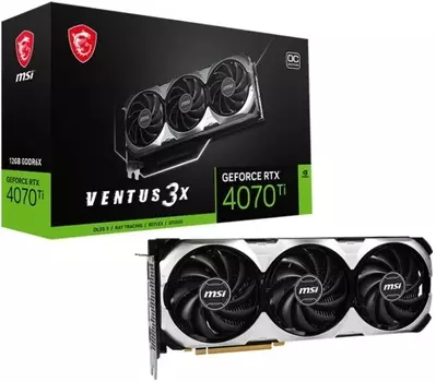 Видеокарта PCI-E MSI GeForce RTX 4070 Ti VENTUS (RTX 4070 Ti VENTUS 3X 12G OC) 12GB GDDR6X 192bit 4nm 2310/21000MHz 3*DP/HDMI