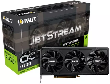 Видеокарта PCI-E Palit GeForce RTX 4060 Ti JetStream OC (NE6406TU19T1-1061J) 16GB GDDR6 128bit 5nm 2310/18000MHz HDMI/3*DP