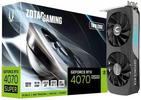 Видеокарта PCI-E Zotac GeForce RTX 4070 SUPER Twin Edge (ZT-D40720E-10M) 12GB GDDR6X 192bit 5nm 1980