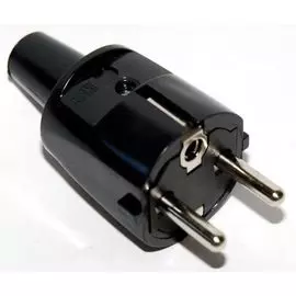 Вилка ABL 1418000 с/з ПВХ, 16A, 2P+E, 250V, черный