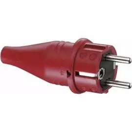 Вилка ABL 1419140 с/з, резиновая, IP44, 16A, 2P+E, 250V, для кабеля сечением 1,5 мм2, красный